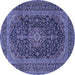 Round Medallion Blue Traditional Rug, tr4291blu