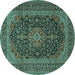 Round Medallion Turquoise Traditional Rug, tr4291turq