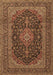 Machine Washable Medallion Brown Traditional Rug, wshtr4291brn