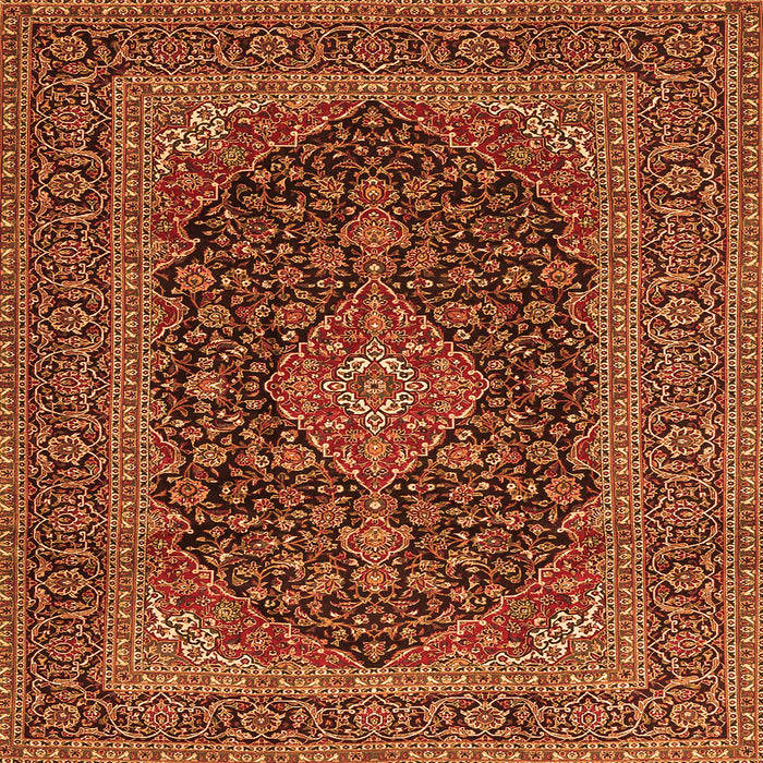 Serging Thickness of Medallion Orange Traditional Rug, tr4291org