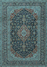 Medallion Light Blue Traditional Rug, tr4291lblu