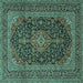 Square Medallion Turquoise Traditional Rug, tr4291turq