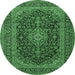 Round Medallion Emerald Green Traditional Rug, tr4291emgrn