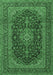 Machine Washable Medallion Emerald Green Traditional Area Rugs, wshtr4291emgrn