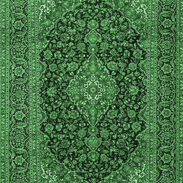 Machine Washable Medallion Emerald Green Traditional Area Rugs, wshtr4291emgrn