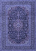 Machine Washable Medallion Blue Traditional Rug, wshtr4291blu