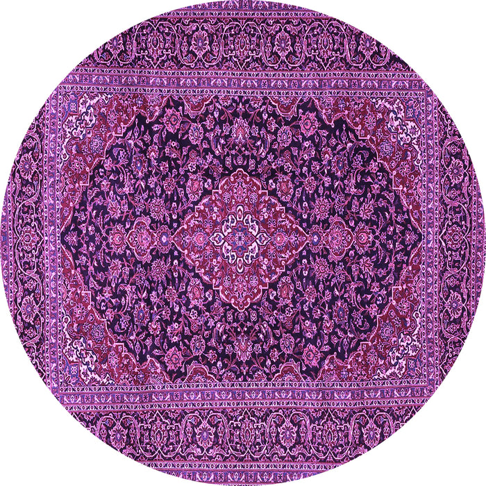 Round Medallion Purple Traditional Rug, tr4291pur