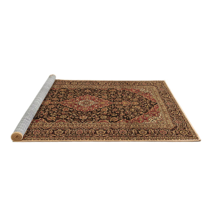 Sideview of Machine Washable Medallion Brown Traditional Rug, wshtr4291brn