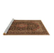 Sideview of Machine Washable Medallion Brown Traditional Rug, wshtr4291brn