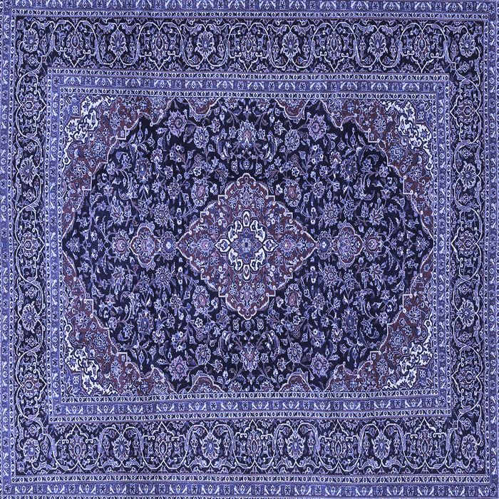 Square Machine Washable Medallion Blue Traditional Rug, wshtr4291blu