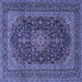 Square Medallion Blue Traditional Rug, tr4291blu