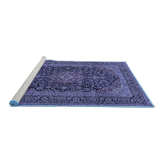 Sideview of Machine Washable Medallion Blue Traditional Rug, wshtr4291blu