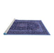 Sideview of Machine Washable Medallion Blue Traditional Rug, wshtr4291blu