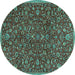 Round Persian Turquoise Traditional Rug, tr4292turq