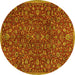 Round Persian Yellow Traditional Rug, tr4292yw