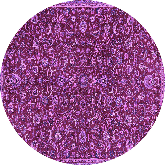 Round Machine Washable Persian Purple Traditional Area Rugs, wshtr4292pur