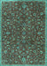 Machine Washable Persian Turquoise Traditional Area Rugs, wshtr4292turq