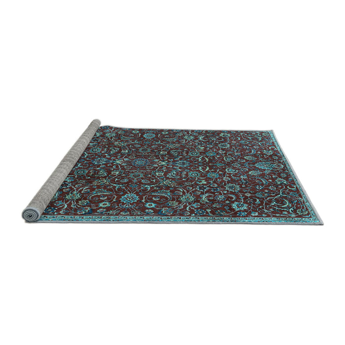 Sideview of Machine Washable Persian Light Blue Traditional Rug, wshtr4292lblu