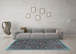 Machine Washable Persian Light Blue Traditional Rug in a Living Room, wshtr4292lblu