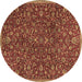 Round Persian Brown Traditional Rug, tr4292brn