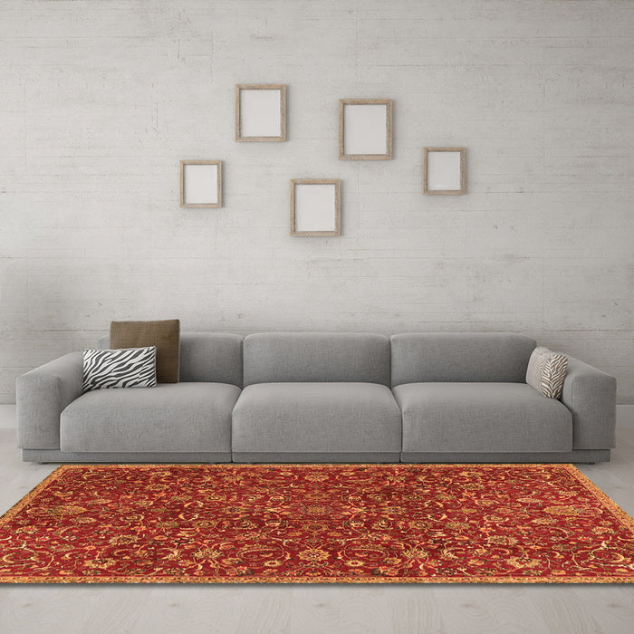 Machine Washable Persian Orange Traditional Area Rugs in a Living Room, wshtr4292org