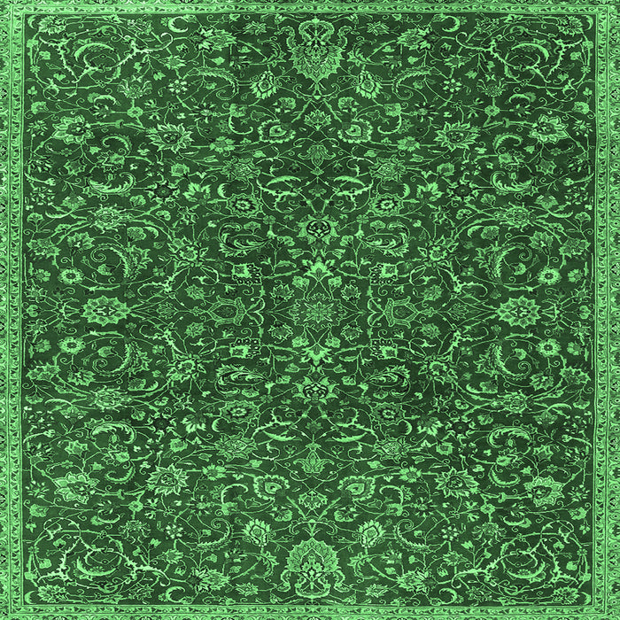 Square Persian Emerald Green Traditional Rug, tr4292emgrn