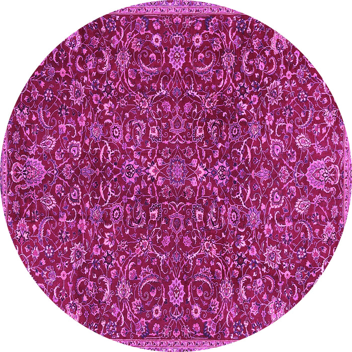 Round Machine Washable Persian Pink Traditional Rug, wshtr4292pnk