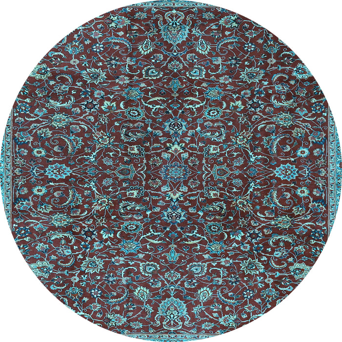 Round Machine Washable Persian Light Blue Traditional Rug, wshtr4292lblu