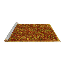 Sideview of Machine Washable Persian Yellow Traditional Rug, wshtr4292yw