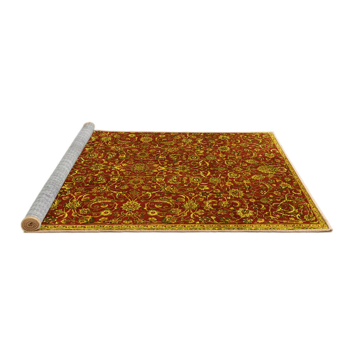 Sideview of Machine Washable Persian Yellow Traditional Rug, wshtr4292yw