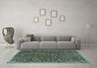 Machine Washable Persian Turquoise Traditional Area Rugs in a Living Room,, wshtr4292turq