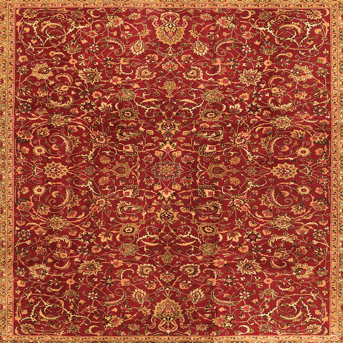 Round Machine Washable Persian Orange Traditional Area Rugs, wshtr4292org