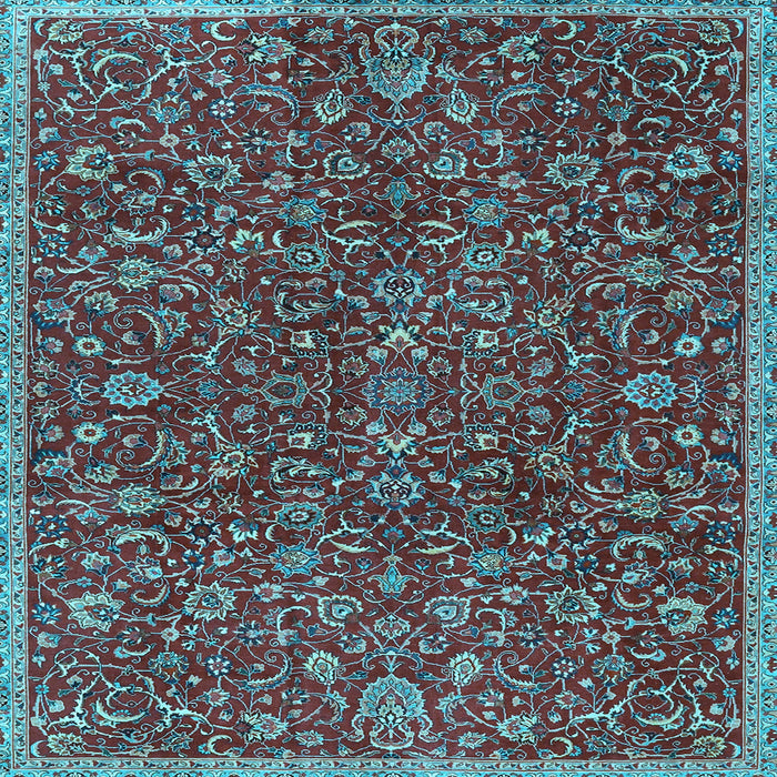 Square Machine Washable Persian Light Blue Traditional Rug, wshtr4292lblu