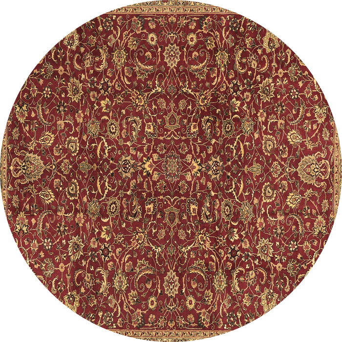 Round Machine Washable Persian Brown Traditional Rug, wshtr4292brn