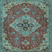 Square Machine Washable Persian Light Blue Traditional Rug, wshtr4293lblu