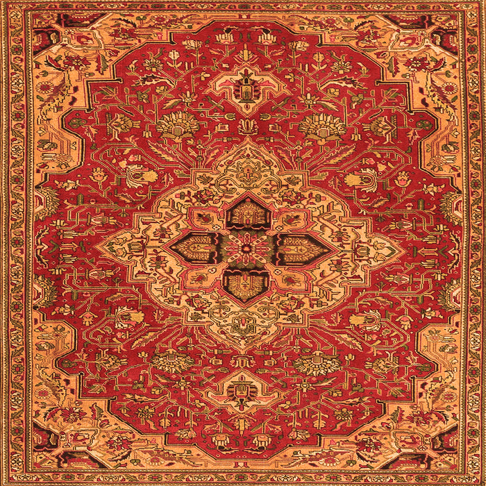 Round Machine Washable Persian Orange Traditional Area Rugs, wshtr4293org
