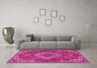 Machine Washable Persian Pink Traditional Rug in a Living Room, wshtr4293pnk