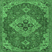 Square Machine Washable Persian Emerald Green Traditional Area Rugs, wshtr4293emgrn