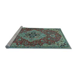 Sideview of Machine Washable Persian Light Blue Traditional Rug, wshtr4293lblu
