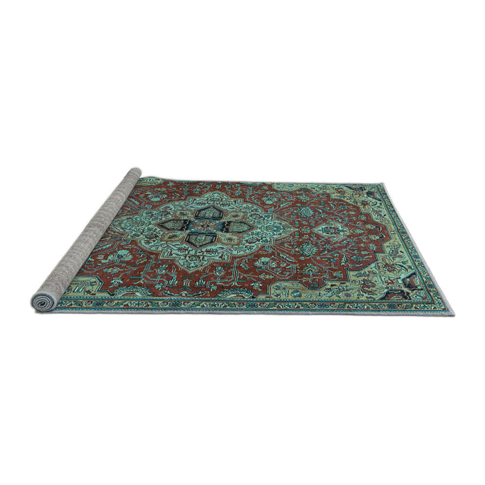 Sideview of Machine Washable Persian Light Blue Traditional Rug, wshtr4293lblu