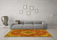 Machine Washable Persian Yellow Traditional Rug, wshtr4293yw