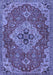 Machine Washable Persian Blue Traditional Rug, wshtr4293blu