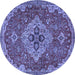 Round Machine Washable Persian Blue Traditional Rug, wshtr4293blu