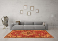 Machine Washable Persian Orange Traditional Rug, wshtr4293org