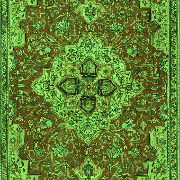 Serging Thickness of Machine Washable Persian Green Traditional Area Rugs, wshtr4293grn