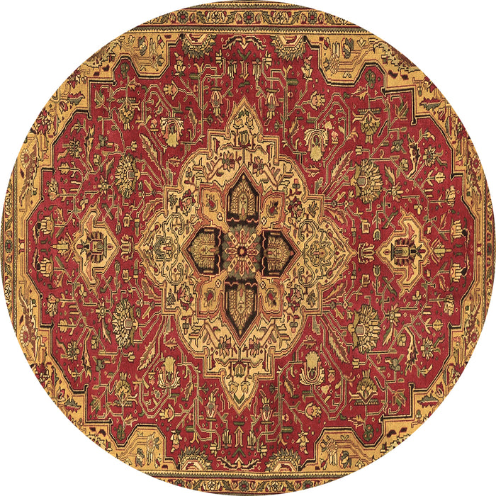 Round Persian Brown Traditional Rug, tr4293brn
