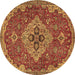 Round Persian Brown Traditional Rug, tr4293brn