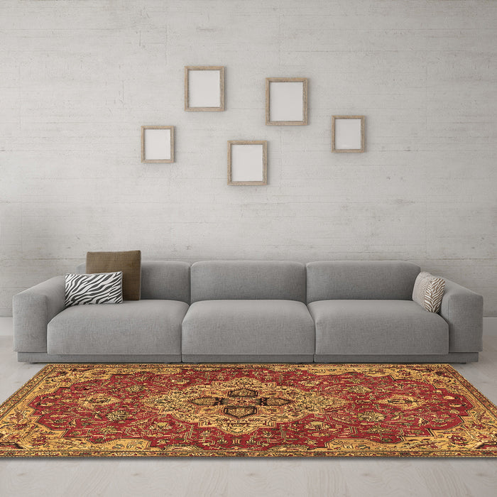 Machine Washable Persian Brown Traditional Rug in a Living Room,, wshtr4293brn