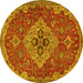 Round Persian Yellow Traditional Rug, tr4293yw