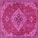 Square Machine Washable Persian Pink Traditional Rug, wshtr4293pnk